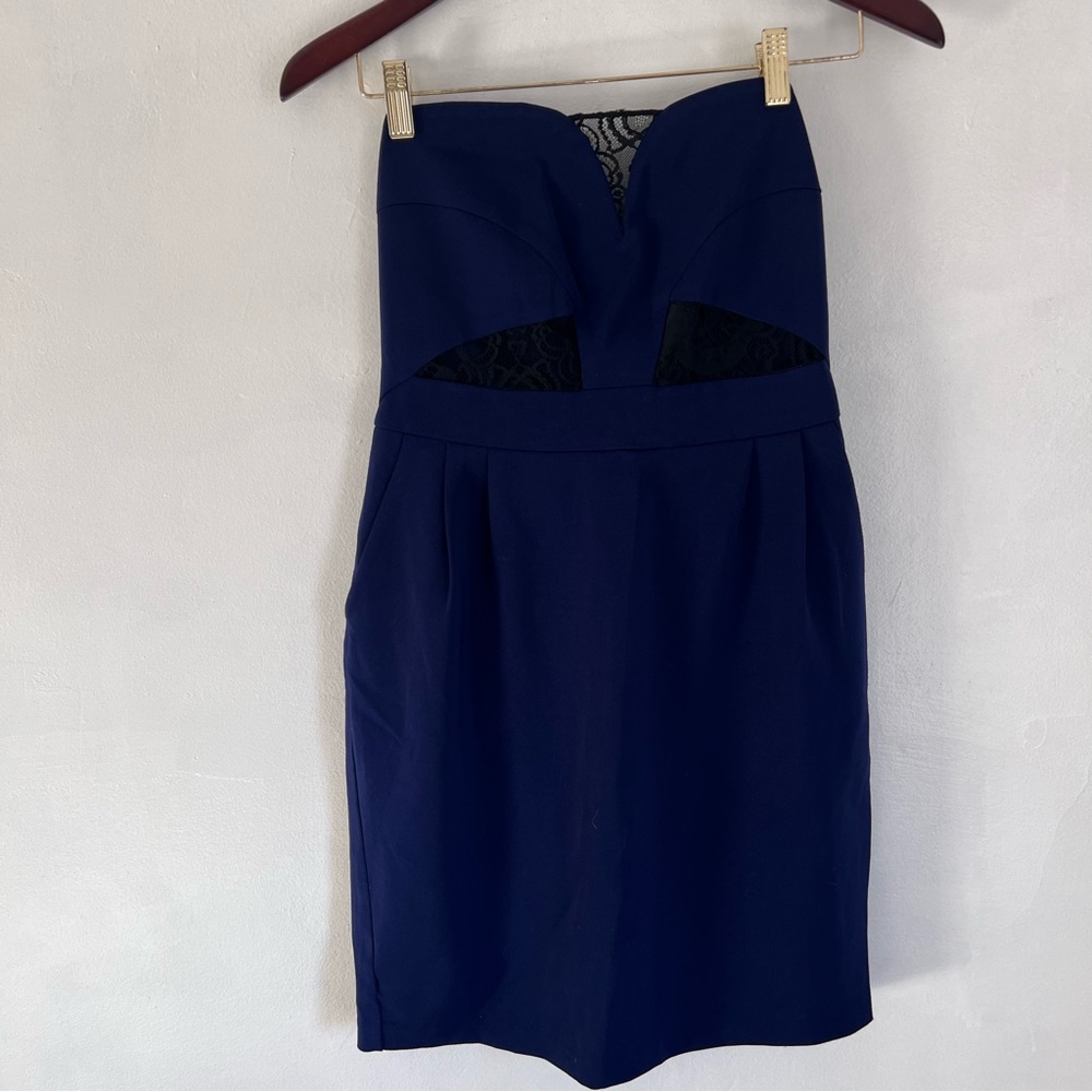 [Express] Blue Strapless Dress - Picture 3 of 12